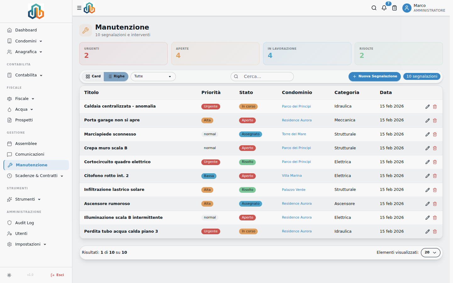 Manutenzione — Tracking richieste
