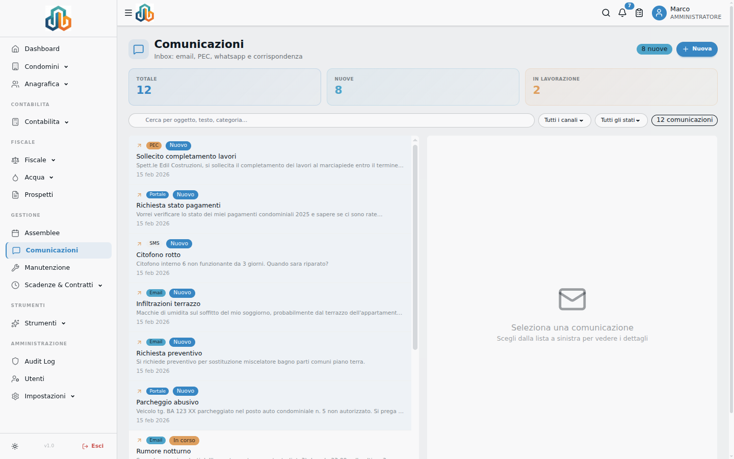 Comunicazioni — Email, PEC, avvisi